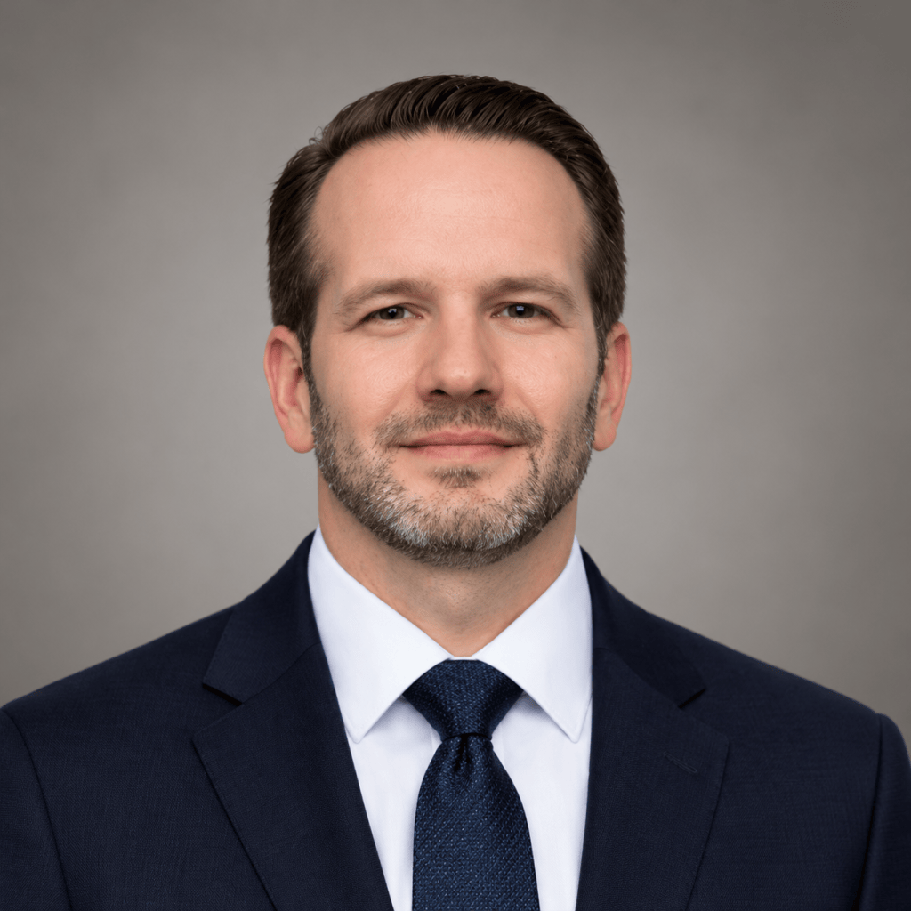 Craig A. Fine, Esq., attorney and author, with the New York City skyline